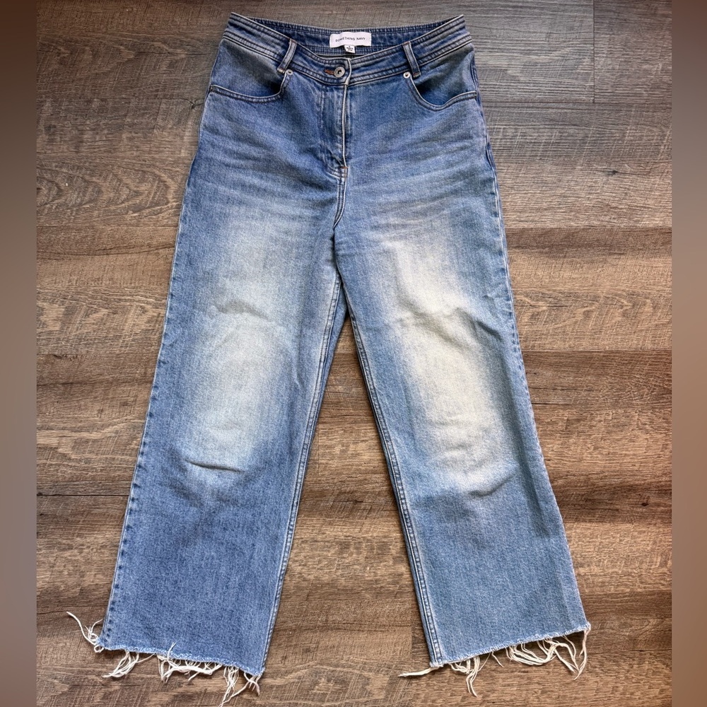 Something Navy Straight Leg Jeans with Vintage Fade